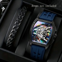 Montre à quartz squelette pour homme, mode sport, cadran ajouré coloré, bracelet en silicone, montre-bracelet pour homme