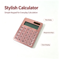 Calculatrice en acrylique rose doré, calculatrice de bureau avec grand écran LCD, pour la maison, l'école et le bureau