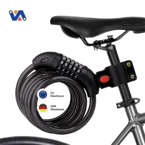 Nova imagem Armazém da UE Stock Scooter Bike Chain Block Anti-roubo Cord Lock Cable Security Steel Fiação Bicycle Lock 5 Digit Code