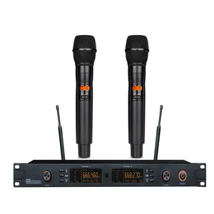 Clear Speaking Cordless Microphone Wireless Conference Mic Dual Channels Handheld Microphone