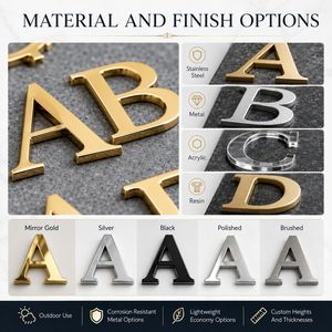Lettere e Numeri Personalizzati in Acciaio Inossidabile Dorato per Lapidi e Monumenti Cimiteriali con Alfabeto Polacco - Product Image 2