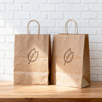 Sacs en papier kraft écologiques et recyclables pour la farine, avec logo personnalisé imprimé, design à fond carré, poignée en corde de coton, vente en gros