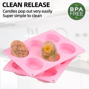 MUYULINS factory custom-made 6-cavity oval mold, LFGB platinum non-stick BPA-free silicone <b>soap</b> mold - Product Image 3
