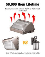 Lámpara LED de Pared para Exteriores de 60W y 125LM/W con Fotocélula, 5 Años de Garantía, IP65, IK08, 5000K, Disponible en EE. UU., Canadá y la UE, con Certificación C ROHS