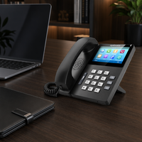 Téléphone IP haut de gamme Flyingvoice FIP15G Plus, écran tactile IPS 4,3 pouces, 10 SIP, 64 DSS, double Gigabit, WiFi, PoE, USB, système d'exploitation Linux, noir, bureau