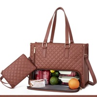 Sac Isotherme Fourre-tout 2025 pour Déjeuner, Sac de Travail pour Ordinateur Portable 15.6 17 Pouces, Matériau PU, Sac Quotidien Femme pour Bureau Voyage Camping et Mode de Vie