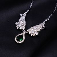 Collier en diamant de luxe pour femme Bijoux de soirée haut de gamme-Collier d'émeraude rouge Pigeon ailes d'ange