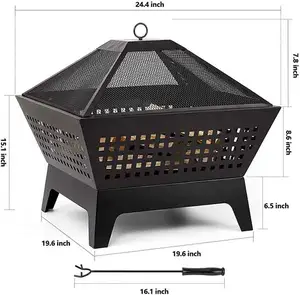 Square Outdoor Custom Shape Globe Garden Furniture Fire Pits Tripod Natural Gas with Fireplace Accessories