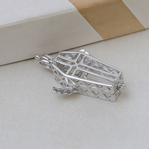 S925 Silver European American Style DIY Jewelry Accessory Empty Pearl <b>Cage</b> Without Hole 5-6mm Pendant Holder 2795 - Product Image 4
