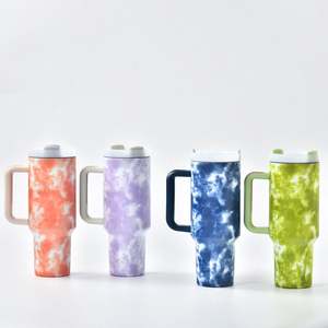 Mug isotherme en acier inoxydable de 40 oz avec poignée, couvercles et paille pour le voyage et le camping – Expédition depuis l'entrepôt américain - Product Image 1