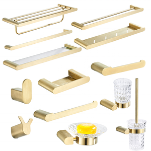 Spazzolato Oro Quadrato di Lusso Bagno Decorazione In Acciaio Inox Da Bagno Accessori Per il Bagno Set - Product Image 1