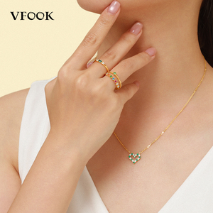 VFOOK 미니멀리스트 속이 빈 하트 펜던트 소녀용 주얼리 원석 18K 솔리드 골드 목걸이 (일상 착용용) - Product Image 3