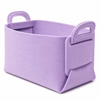 Panier de rangement rectangulaire multifonctionnel en feutre pastel macaron, organisateur de bureau décoratif pour jouets, livres et linge