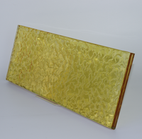 Panel de Vidrio Rectangular con Textura Ondulada Amarilla, Decorativo para Pared, Estilo Contemporáneo, Estructura Sólida
