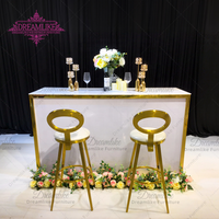 Barre de mariage extérieure commerciale comptoir de bar de luxe barre Led portable en acier inoxydable Club piédestal blanc Durable