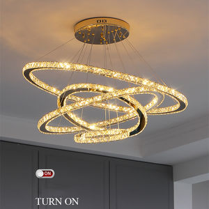 110V-240v <span class=keywords><strong>luminaires</strong></span> suspendus lustres en cristal modernes lampes suspendues en acier inoxydable décoratif pour salon Source d'alimentation ca - Product Image 4