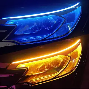 12V 2pcs Led Drl Car Daytime Running Light White Turn Signal Yellow Brake Flow Lights Flexible Waterproof Headlights