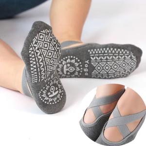 Chaussettes antidérapantes respirantes pour yoga, danse, sport, fitness, gym, en coton, avec semelle en tissu éponge pour le sol - Product Image 5