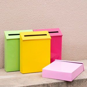 Buzón <span class=keywords><strong>de</strong></span> Metal para Montar en la Pared, Caja <span class=keywords><strong>de</strong></span> Acero Colorida con Ranura, Buzón con Cerradura para Oficina, Escuela, Donaciones, Votaciones - Product Image 1
