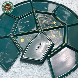 customized color green ceramic <strong>plate</strong> <strong>Stitching</strong> dish fine porcelain big Composite <strong>plate</strong> 2023 hot sale set of space rocket Puzzle - Product Image 3