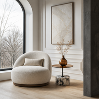 Table basse ronde en marbre Calacatta naturel Future Star, plateau en verre fumé ambre moderne, base sculpturale en forme de tambour, personnalisable