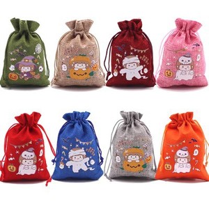 Sac cadeau en lin Wansheng Offre Spéciale décoration <span class=keywords><strong>de</strong></span> cadeau <span class=keywords><strong>de</strong></span> noël petit sac en tissu sac d'emballage <span class=keywords><strong>de</strong></span> bonbons d'halloween - Product Image 6