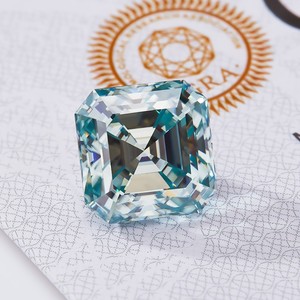 Moissanita <span class=keywords><strong>de</strong></span> <span class=keywords><strong>Color</strong></span> Azul Agua Marina <span class=keywords><strong>de</strong></span> 0.15ct-10ct, Corte Asscher, con Certificado, <span class=keywords><strong>Piedra</strong></span> Preciosa Suelta Hecha a Mano para Joyería DIY - Product Image 3