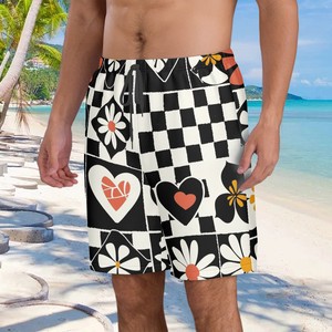 Custom image Men's Casual Beach <b>Shorts</b> High Waist Plus Size Seamless <b>Gingham</b> Striped Leopard Paisley Print Summer Made Polyester Spandex - Product Image 4