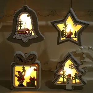 2021 vente chaude cadeaux de noël en bois clair pendentif de noël fête décoration intérieur arbre de noël pendentif