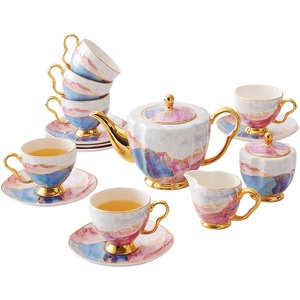 European Style Small Luxury British Living Room Home Afternoon <b>Tea</b> <b>Set</b> Ceramic Coffee Cup and Water <b>Set</b> Made From Bone China - Product Image 2