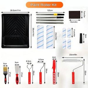 Kit de rouleaux <span class=keywords><strong>à</strong></span> <span class=keywords><strong>peinture</strong></span> 19 pièces 9" et 4" avec perche télescopique, bacs, housses en microfibre, brosses pour murs, plafonds, portes - Product Image 2