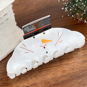 Pince à cheveux de Noël en forme de bonhomme de neige et de renne, pince requin mignonne, accessoire de coiffure festif en plastique, idée cadeau amusante pour usage quotidien - Product Image 5