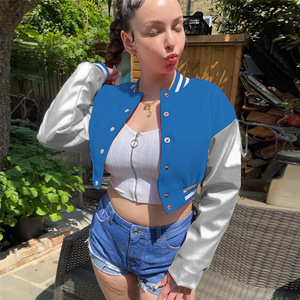 Otoño Invierno <span class=keywords><strong>mujer</strong></span> ropa moda diseño Patchwork Casual bordado letra estampado béisbol <span class=keywords><strong>chaqueta</strong></span> <span class=keywords><strong>mujer</strong></span> Slim abrigo corto - Product Image 2