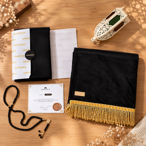 Ensemble cadeau islamique modeste pour homme avec tapis de prière en lin de qualité supérieure, sarong et tasbih en pierre naturelle pour occasions spéciales - Product Image 5