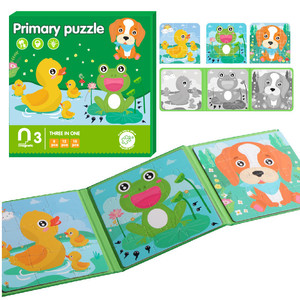 3 in 1 giocattolo educativo pieghevole avanzato in legno Puzzle pensiero logico vernice colorata libro magnetico per bambini - Product Image 3