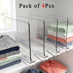 Acrylic <b>Shelf</b> Divider Set 4Pcs <b>Clear</b> Organizers for Closet Storage Easy Installation Black Frame - Product Image 1