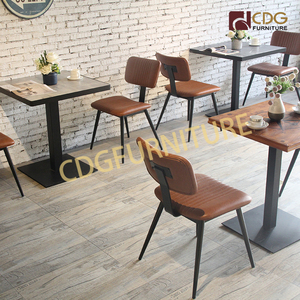 Chaise luxueuses en cuir PU avec pieds noirs, fauteuil stylé industriel Vintage, Style italien, avec dossier en métal, pour <span class=keywords><strong>bistrot</strong></span> et café - Product Image 2