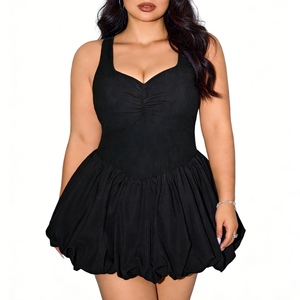 Plus Size Women's Ruched Bust <b>Bubble</b> Hem <b>Mini</b> Dress Sleeveless Sweetheart Neck Party Dresses Fashion - Product Image 1