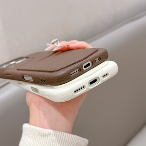 For Apple leather textured <b>card</b> slot phone case compatible with for iPhone 16 Pro Max, luxury high-end <b>card</b> <b>wallet</b> phone case - Product Image 4