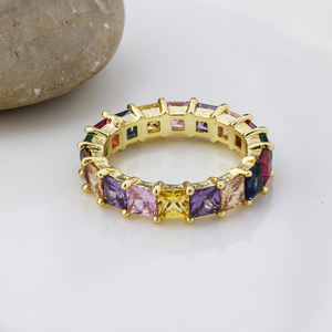 QIKU แหวนพลอยเทียมหลากสีอินเทรนด์เครื่องประดับเซอร์คอนทองแดงงานหมั้นสำหรับผู้หญิงเครื่องประดับแฟชั่นเครื่องประดับแหวนแต่งงานรูปนางฟ้าของขวัญ - Product Image 5