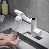 Robinets de lavabo intelligents en laiton blanc à rotation de 1080 avec affichage de la température