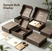 Coffret Cadeau de Bijoux Personnalisé en Matériaux Recyclés Écologiques Rigides Magnétiques, Fait Main, Impression Quadricolore, Emballage de Luxe, Merci