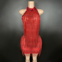Novance Y2336 Tenues de soirée Sexy Dos nu à bretelles orné de strass et de franges Vêtements pour femme Chic Tenue d'anniversaire pour femme Robe de soirée