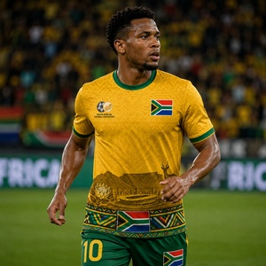 เสื้อฟุตบอลทีมชาติแอฟริกาใต้รุ่นเรโทรปี 2026 25/26 ชุดเหย้า ชุดเยือน รุ่นแฟนบอล สำหรับผู้ชายและผู้หญิง - Product Image 1