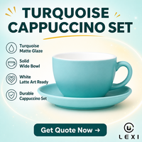 Tasse à cappuccino et soucoupe en porcelaine classique réutilisable de 250 ml LEXI, ensemble de café en céramique personnalisé pour la maison, le café, la table, l'hôtel, vente en gros