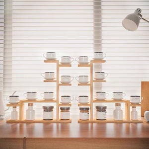 Support à tasses en bois, étagère de rangement multi-niveaux, organisateur de vaisselle de cuisine de bureau, type sur pied à 3 étages - Product Image 1