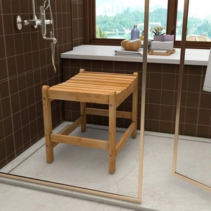<b>Bamboo</b> Shower Bench 54.5x40x45cm Durable Modern Design For Bathroom Spa Sauna Use - Product Image 4