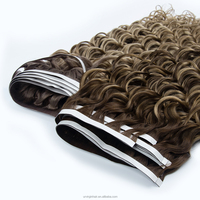 12A vente en gros 100% cuticules brutes alignées bouclées bande Invisible Extensions de cheveux naturels Offre Spéciale bande russe Extensions de cheveux