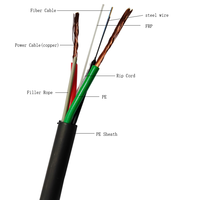 Cable de alimentación de 4 núcleos FTTH + 2c, cable compuesto fotoeléctrico GJXH con cable de alimentación