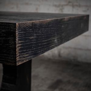 Table de salle à manger carrée en bois massif de luxe, style Brutaliste, pour 6 personnes, mobilier de ferme moderne - Product Image 6